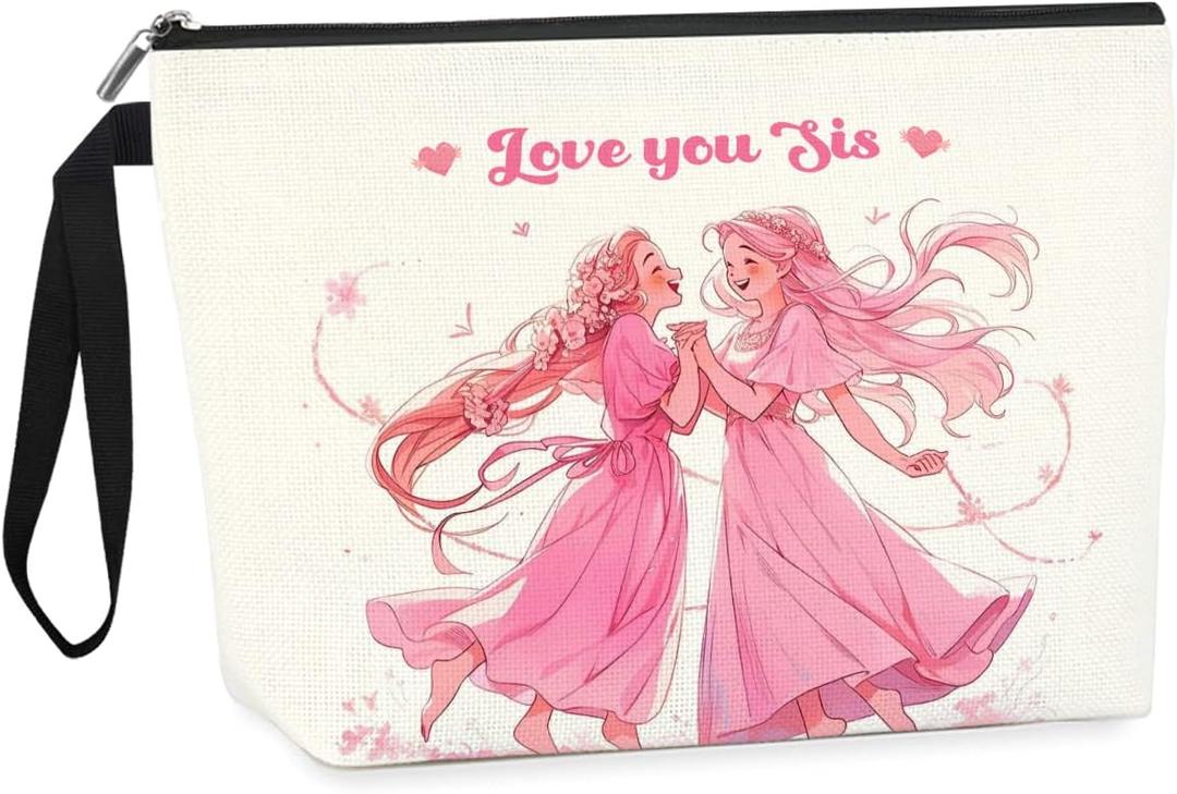 IAXIC Friendship Gifts for Women Sister Makeup Bag Best Friend Gift Encouragement Gift for Teens Cosmetic Bag Graduation Gifts for Her Travel Pouch Sister Birthday Gifts