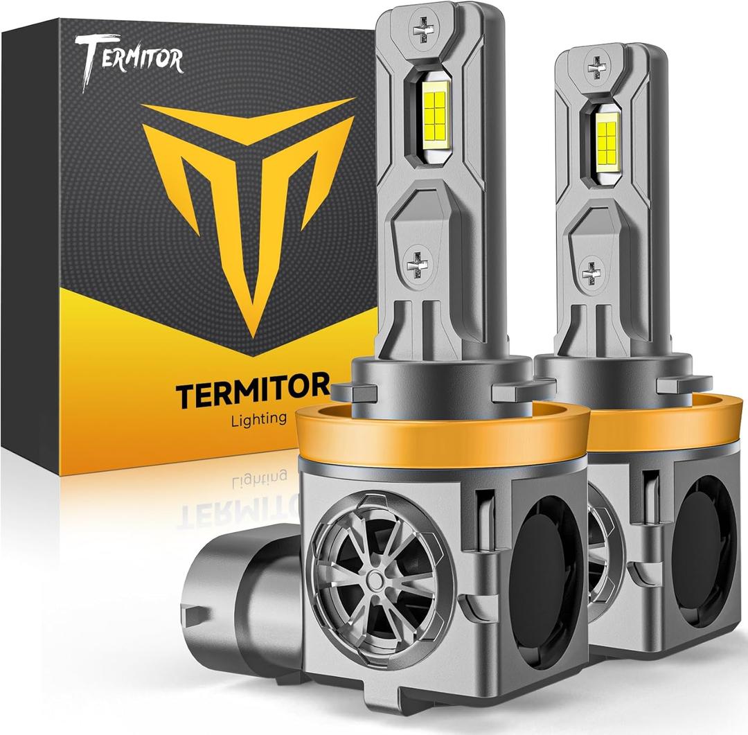 H11/H9/H8 Bulbs, 50,000LM 10X Ultra-Brightness, Real 1:1 Halogen Mini Size, 6500K Cool White H11 Fog Light Conversion Kits, 10-Year Extended Lifespan, Plug and Play, Pack of 2