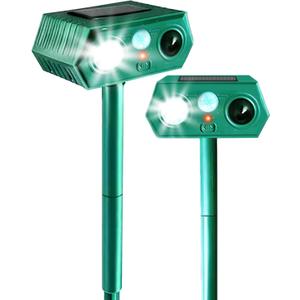 2pack, Ultrasonic Repeller Deer Deterrent, 2025 Upgrade Solar Powered Motion DetectionEmitting ultrasonic Sounds and Flashing LED Strobe Lights, Deter Cats, Squirrel, Dogs, Rabbits, Snake Away