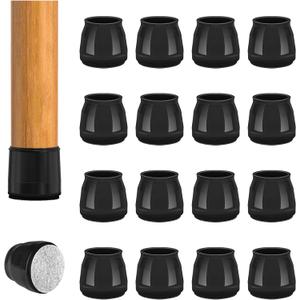 16pcs Round Chair Leg Floor Protectors, Felt Pads Chair Leg Protectors for Hardwood Floors, Silicone Furniture Feet Cups Covers Felt Pads, Prevents Scratches & Reduce Noise, Black, Small, Universal S (0.90'' -1.20'')