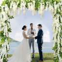dallisten Wisteria Artificial Flowers Garland, 8Pcs 7.2Ft/Piece Silk Fake Wisteria Vine Kit, Hanging Flower for House Outdoor Garden Ceremony Outside Wedding Arch Floral Decor (8, White)