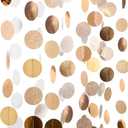 Syhood 10 Pcs Party Decorations Paper Dot Circle Garlands Glitter Streamers Hanging Banner Decor for New Year Baby Shower Wedding Birthday Backdrop Supplies (Champagne Pink)