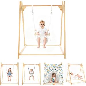 5-in-1 Baby and Toddler Foldable Swing Set with Stand, Classic Swing, Swing-Seat, Baby Jumper, Hammock, Play Tent