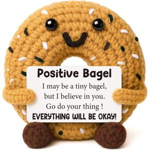 Mini Bagel Birthday Gifts for Women, Graduation Gift for Him Her Daughter Son College Junior High School Students, Inspirational Motivational Gift for Friend, Positive Crochet Emotional Bagel Present