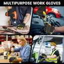 JUMPHIGH Safety Work Gloves, Men's Utility Mechanic Working Gloves for All Purpose, Touchscreen Compatible, Flexible Breathable Fit, Knuckles & Palm (M)