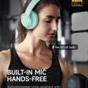 Picun B8 Bluetooth Over Ear Headphones, 120H Playtime with 3 EQ Modes, Low Latency, Hands-Free Calls, Deep Bass for Travel, Home, Office & PC (Cyan)