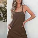 ANRABESS Women Summer Dress 2026 Beach Vacation Outfits Tennis Athletic Workout Romper Dress Built in Shorts Travel Clothes (Brown, L)