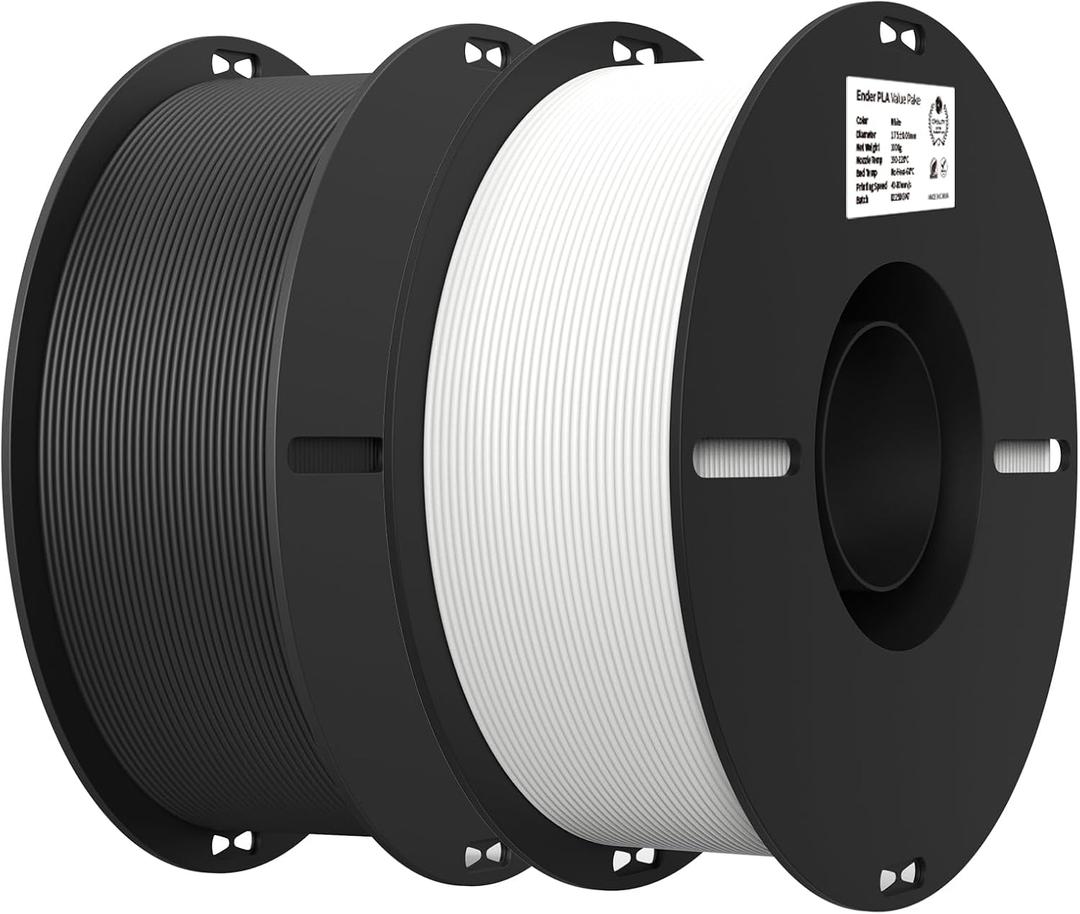 Creality 2kg Black & White PLA 1.75mm Filament Bundle for 3D Printing with No-Tangling Strong Bonding and Overhang Performance, Accuracy +/- 0.02mm