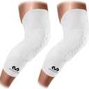 Knee Compression Sleeves: McDavid Hex Knee Pads Compression Leg Sleeve for Basketball, Volleyball, Weightlifting, and More - Pair of Sleeves (ADULT- Medium, White)