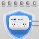 6 USB(3 USB C) Power Strip- Travel Power Strip with 6 USB Desktop Charging Station 24W/4.8A and 3 Outlets, 5Ft Flat Plug Braided Extension Cord, Non Surge Protector for Cruise Ship Travel Office Dorm