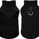 Sleeveless Pullover Fleece Vest for Small Dogs: Cozy Polyester Dog Jacket, Tank Top Sweater with Leash Ring and Armholes, Crisp, Warm, and Easy-to-Wear Design for Everyday Comfort Black S