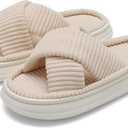 NineCiFun Platform Slippers for Women Indoor and Outdoor Women's Summer Slippers Open Toe Slide House Bedroom Shoes (9-10, Beige)