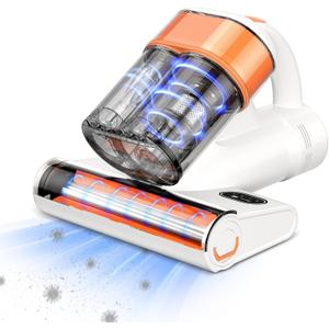 Mattress Vacuum Cleaner, 16Kpa 500W Strong Suction Bed Vacuum with UV & Ultrasonic and High Heating, Dual Dust Bins with Washable Filters, Ideal for Dust and Pet Hair Removal (Corded), White
