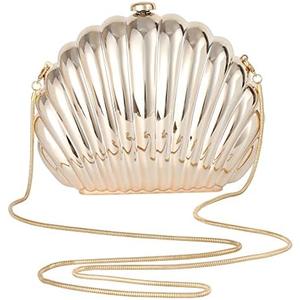 Quniko Women Evening Bag Acrylic Clutch Purse Shell Shape Shoulder Cross-body Chain Box Bag