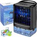 Portable Air Conditioner,Personal Mini Air Conditioners,Small Portable AC,3-Speed Desk AC Fan,Evaporative Air Cooler with Timer Function,7-Color Night light,Mist Modes for Bedroom,Office,Room(Black)