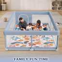 XVISHX 74 x 50 Inch Baby Playpen with Mat, Playpen for Babies and Toddlers, Baby Playard for Indoor & Outdoor Active Center Game Fence, with Skin-Friendly Fabric and Soft Breathable Mesh, Grey