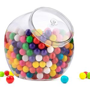 ELLDOO Clear Slanted Plastic Storage Jar with Lid, 80 Oz Wide Mouth Laundry Pods Container, Coffee Pods Holder for Nespresso K Cup, Candy Cookie Jars for Coffee Bar Kitchen Breakroom