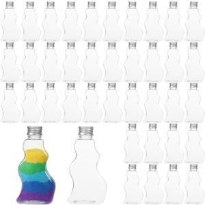 40 PCS Sand Art Bottles, Plastic Sand Art Containers Bulk Wave Shaped Collection Kits Mini Clear Bottle Decoration for DIY Craft Wedding Invitations Birthday Party Supplies