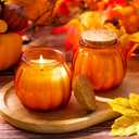2 Pack Pumpkin Shaped Scented Candles Fall Pumpkin Spice Candles Decor Natural Soy Wax Candle for Home Autumn Halloween Thanksgiving Gift Farmhouse Decoration (Orange)
