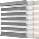 Joydeco Cordless Zebra Blinds (Pro), Dual Layer Light Control Zebra Blinds for Windows, Light-Proof Aluminum Cover, Free-Stop Roller Shades for Home & Office (Gray,28" W x 75" H)