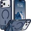 Temdan Designed for iPhone 17 Pro Case, [Built-in Invisible Kickstand][Compatible with MagSafe][Military Grade Shockproof] Slim Translucent Matte Phone Case 6.3 inch (Blue)