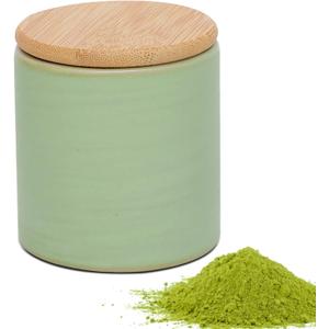 Artcome Ceramic Matcha Powder Container with Bamboo Lid - Airtight & Stylish for Matcha Storage