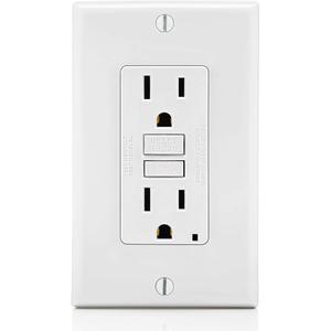 Leviton GFCI Outlet, 15 Amp, Self Test, Non Tamper-Resistant with LED Indicator Light, Protection from Electric Shock and Electrocution, GFNT1-W, White