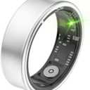 dyuanetec Smart Ring for Men, Women – Health & Fitness Tracker with Sleep Monitor, Heart Rate, SpO2, Lightweight Titanium, IP68 Waterproof, Portable Charging Case – No Subscription Fee (Silver, 9#)