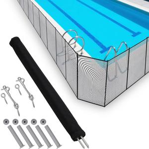 Pool Fence 4Ft x 108Ft, 320GSM Teslin Mesh with Stainless Steel Frame for Inground/Above Ground Pools, Swimming Pool Fence for Backyard Garden Pool Safety