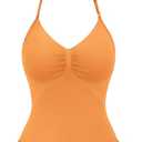 YEOREO SoftHue Impact Longline Strappy Top Women's Halter Workout Tank Tops Backless Gym Longline with Adjustable Strap Tangerine No Size