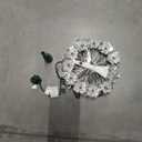 Brizled Christmas Tree Topper, 8" Lighted Angel Tree Topper with 11 Count Lights, Siver Tinsel Wreath Tree Toppers, Warm Lighted Angel Tree Topper with 10 Flowers, Plug in Treetop for Christmas Tree