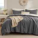 Bedsure Waffle Comforter Set Queen, Soft and Breathable Dark Grey Bedding Comforter Set, 3 Pieces, 1 Waffle Weave Comforter (90"x90") and 2 Pillowcases (20"x26"+2")