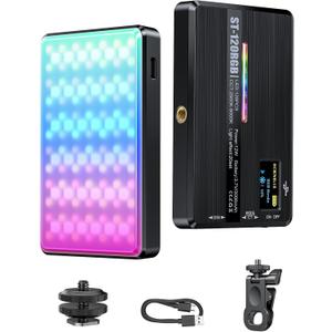 120 RGB Video Light, Photography Light, Color Temperature 2500-9000K 360 Full Color with 20 Lighting Effects, 3000mAh Battery, OLED Display, DSLR Lighting for TikTok, Photography, Video Conference