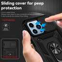 Phone Case for iPhone 13 Pro with Camera Lens Cover HD Screen Protector,Military Grade Ring Car Mount Kickstand Hybrid Hard PC Soft TPU Shockproof Protective Black