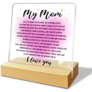 2 x Mom Gifts from Daughter Son, Mothers Day Gifts for Mom, Mom Birthday Christmas Grateful Valentines Gifts, Mom Acrylic Decor Plaque Sign, Best Mom Ever Gifts, Thank You Mom