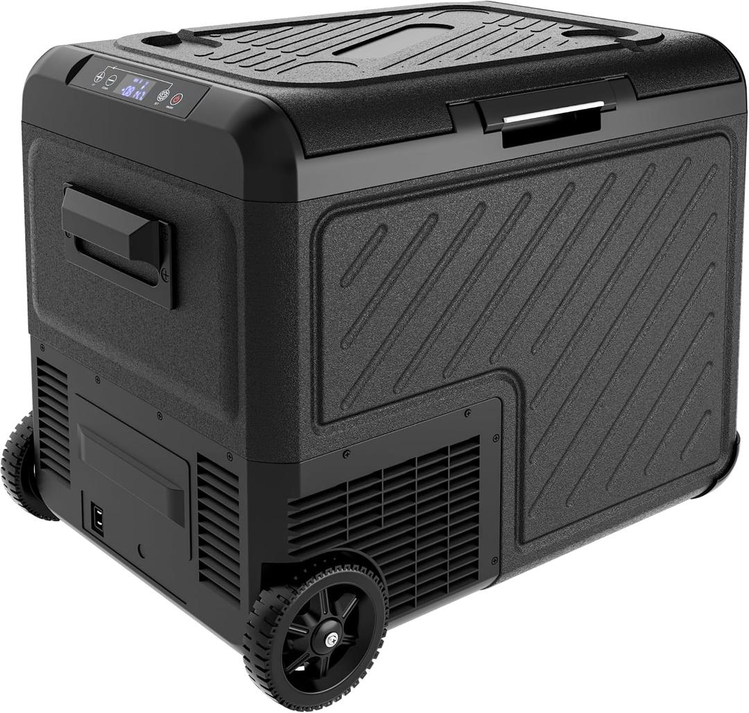 EUHOMY 12 Volt Refrigerator, 49QT Dual Zone Car Refrigerator, Electric Cooler 12/24V DC & 100-240V AC, Car Fridge -4~68, Portable Freezer with Wheels for Camping, Truck, Travel