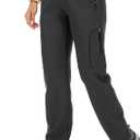 Women's Snow Hiking ski Waterproof Fleece Lined Outdoor Cargo Pants Softshell Winter Warm Pants with Zipper Pockets,H4409,Grey,26