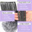 French Curl Crochet Braids 14 Inch Goddess Box Braids Crochet Hair for Women Gray Pre Looped Crochet Box Braid with Curly Ends Synthetic French Curly Braiding Hair Extensions (8 Packs1B/Gray)