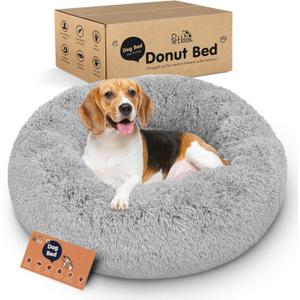 Donut Dog Bed - Premium Comfort for Anxiety Relief - Fluffy & Calming Design with Ultra-Plush Support | Cozy Round Dog Bed with Super Soft Circle Style (Grey, Medium)