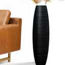 Tall Floor Vase, 27.5 inches (70cm, 2.3FT) Floor Vase Sturdy, Luxury, Textured for Decorative Branches Dried Flowers, Tall Vases for Rustic Living Room, Home Decor, Resin Black Vases
