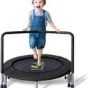 BCAN 36'' Mini Folding Ages 2 to 5 Toddler Trampoline with Handle for Kids, Two Ways to Assemble The Handle, Indoor/Garden Toddlers Trampoline with Super Safe Cover for Toddlers (Black)