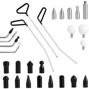 Paintless Dent Repair Tools 6 Pieces of Dent Removal Rods with Awl Head Paintless Dent Removal Kit Car Auto Body Dent Removal of Hail Dents and Door Ding (3pcs Rod 20 pcs Pen)