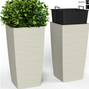 Mueller M-Resin Heavy Duty Tall Planter, Indoor/Outdoor Grande Plant, Tree, Flower Pot, 2-Piece Set, 18, Modern Design, Built-in Drainage, Dark Grey (18 x 9")