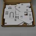 Wooden House Shaped Decor, Christmas Rustic Wooden Cottage Tabletop Block Sign Jesus Farmhouse Minimal House Ornament MDF Board Tiered Tray Decoration for Home Shelf Desk Office (White)