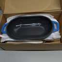 Dutch Oven Enameled Cast Iron Bread Pan with Lid Sourdough Loaf Pans for Baking Bread Large Heavy Oval Bread Dutch Oven with Movable Handle 4 Qt Blue Dishwasher Safe