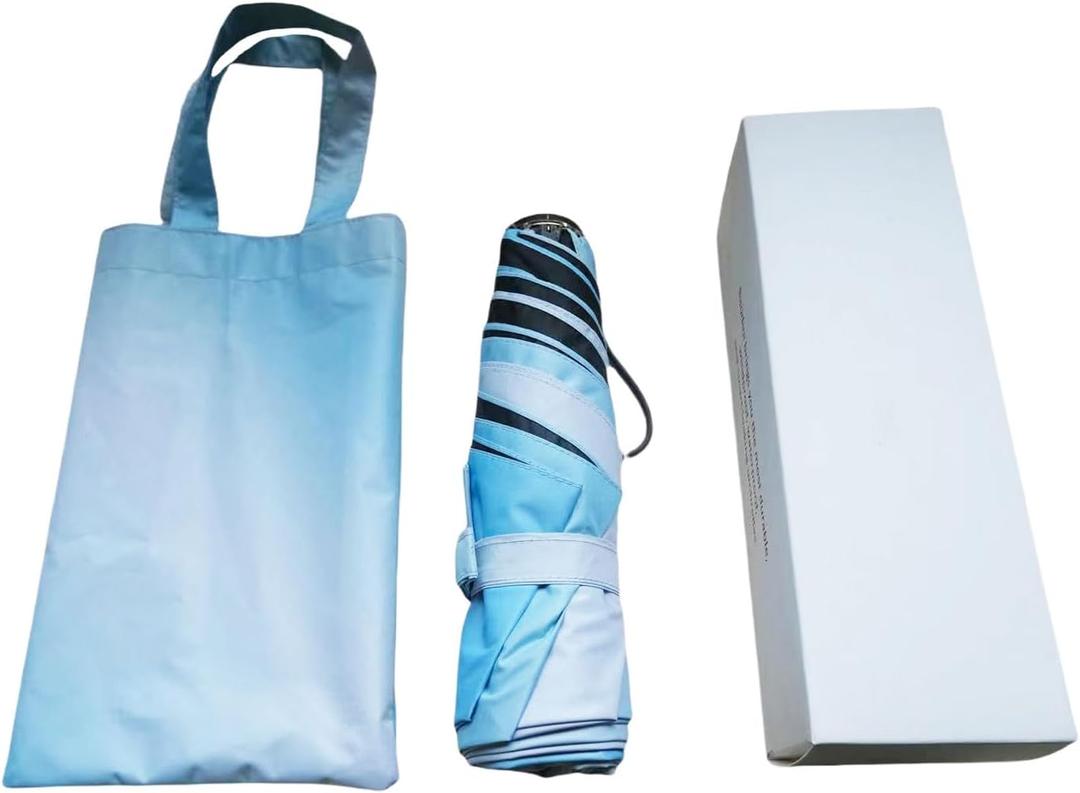 BAODINI Comapct Travle Small Mini Sun Blocking Umbrella with Case Lightweight with Aluminum Frame Pocket Size UV Protection Purse Umbrella for Women, Men & Kids