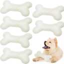 Poen 6 Pcs Bone Shaped Plush Squeaker Dog Birthday Toy Soft Stuffed Calming Toy with Squeaker for Small Medium Pet Dogs Puppy Chew Claw Interactive Fetch, 8. 27 x 4. 72 Inch White