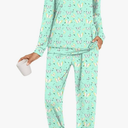 Anydoll Womens Pajamas Sets 2 Piece Lounge Set Long Sleeve Pjs Fall Joggers Pants Sleepwear with Pockets, Medium