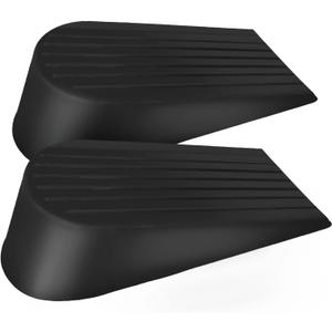 Extra Large Rubber Door Stoppers - Heavy Duty Door Stop Wedge, Jumbo Flexible Door Holder - Black 2 Pack - Non Marking Anti Slip Jammer