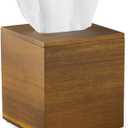 Dreamkey Acacia Wood Tissue Box Cover, Square Tissue Box Holder with Removable Top Lid, Solid Wooden Tissue Box Dispenser for Bathroom, Bedroom, Office